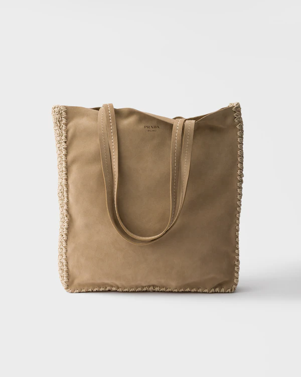 Große Ledertasche mit Strickmuster