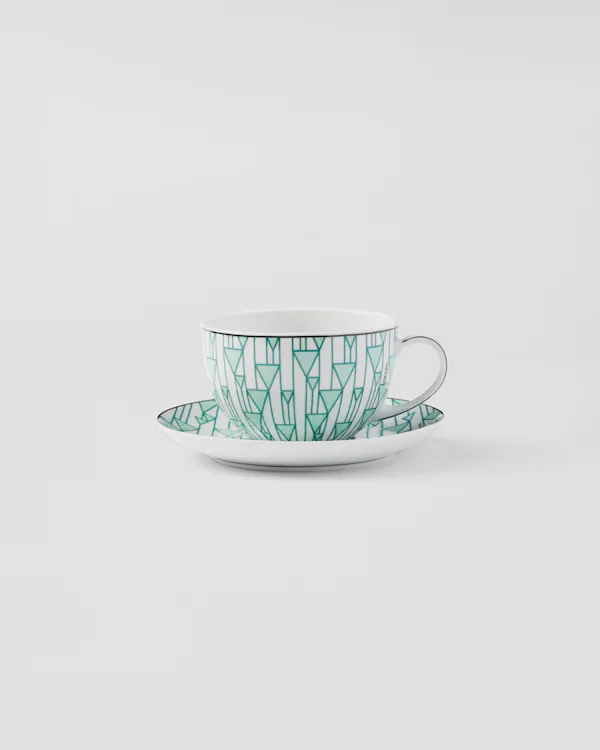 Set aus zwei Porzellan-Cappuccinotassen - Wien Grün