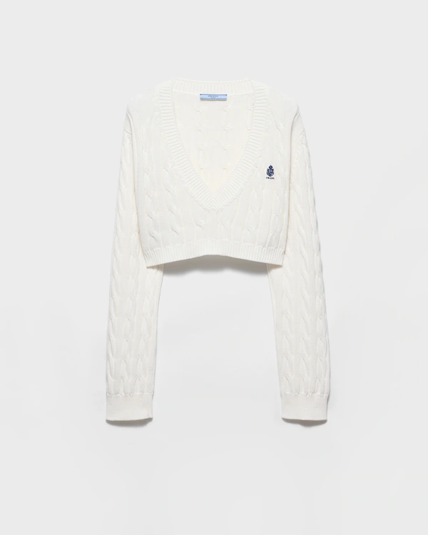V-Ausschnitt Baumwollpullover