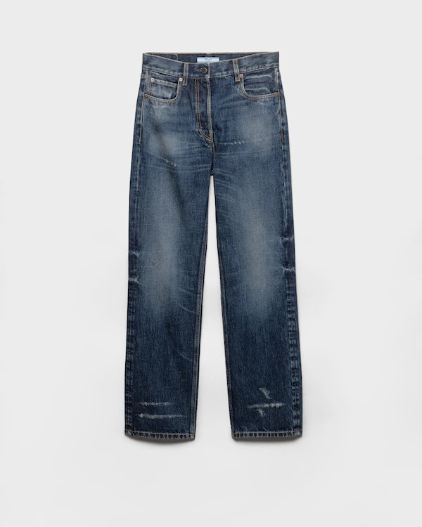 Gerade Jeans aus gewaschenem Denim