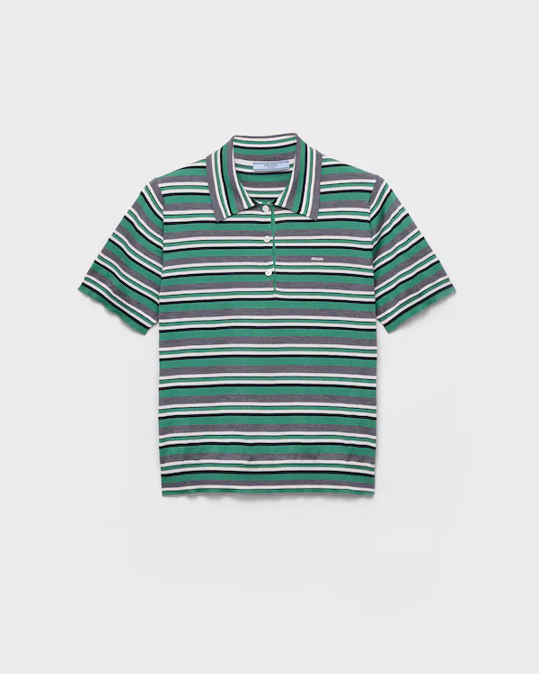 Polo-Shirt aus Baumwolle mit Streifenmuster und kurzen Ärmeln