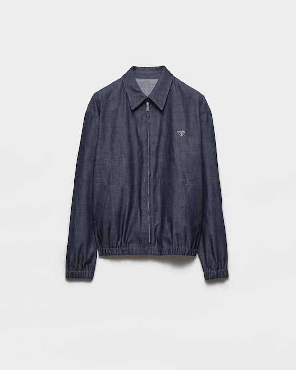 Chambray-Denim-Blouson-Reißverschlussjacke