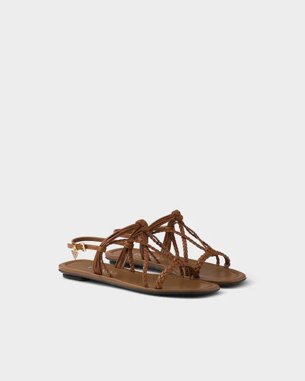 Flache Leder-Sandalen