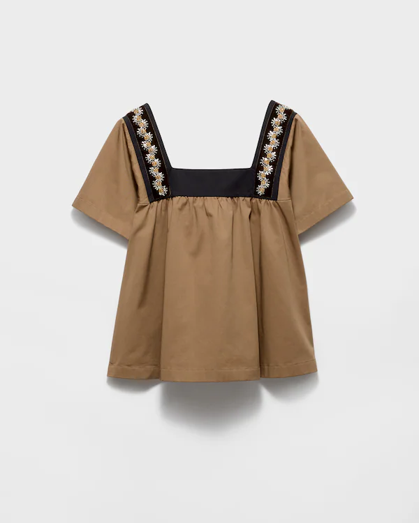 Besticktes Top aus altem Gabardine