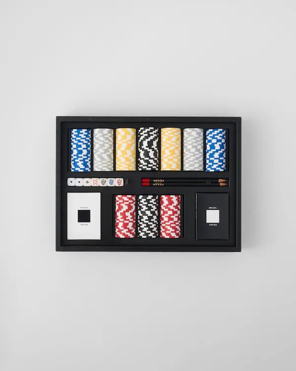 Poker-Set aus Saffiano-Leder