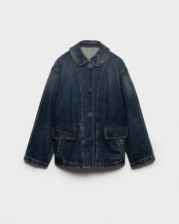 Gewaschene Denim-Blouson-Jacke