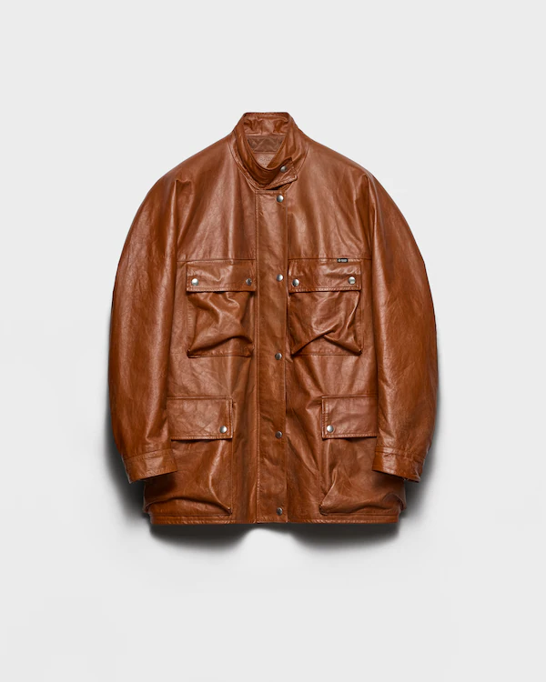 Antiquierter Leder-Caban-Mantel