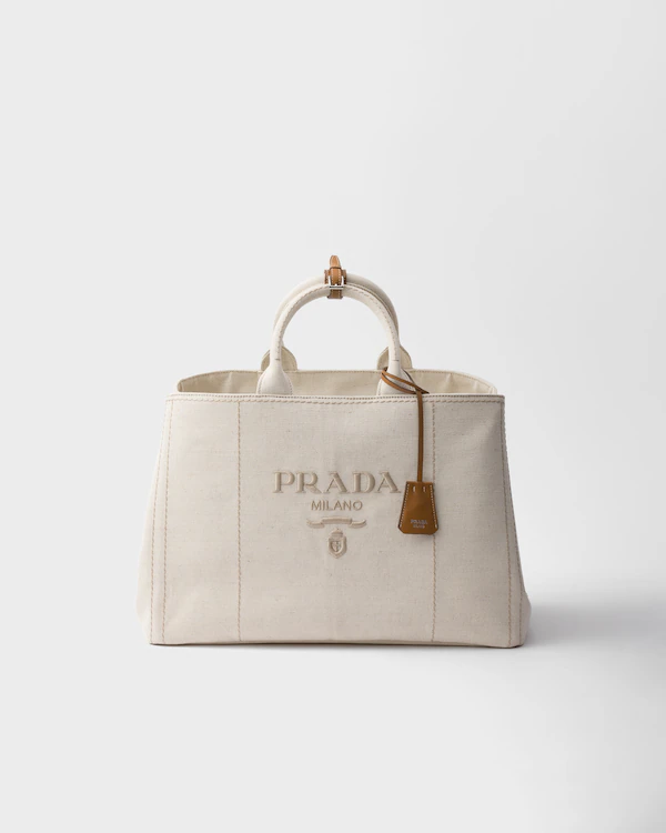 Prada Jardinière große Leinenmischung Umhängetasche