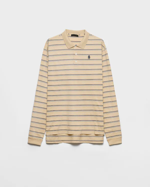 Gestreifter Baumwoll-Piqué-Poloshirt
