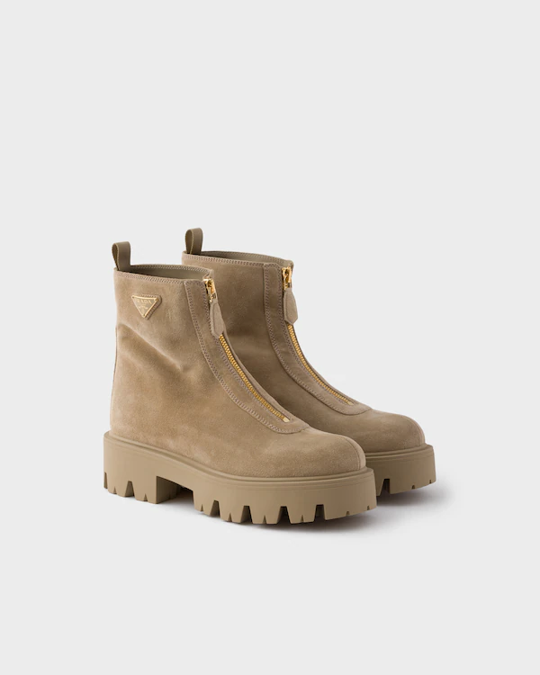 Schnürstiefel aus Wildleder mit Reißverschluss