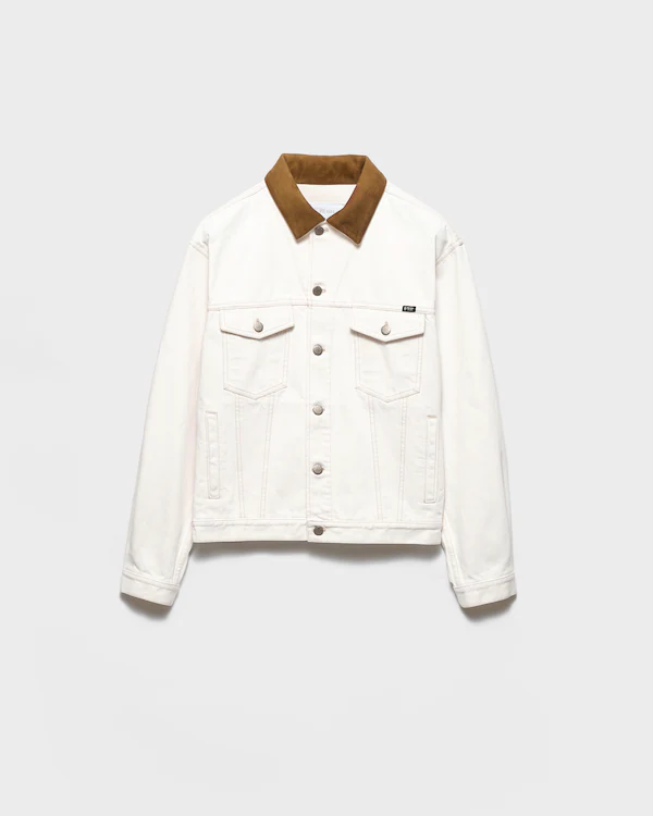 Alte Denim-Jacke mit Lederdetails