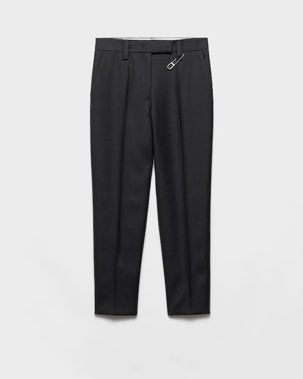 Woll-Gabardine-Hose mit Sicherheitsnadel