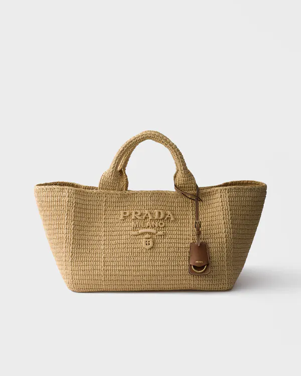 Große Crochet-Tasche mit Lederdetails