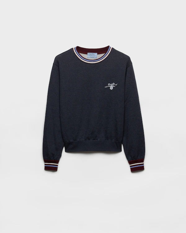 Cotton-Fleece-Pullover mit Rundhals-Ausschnitt