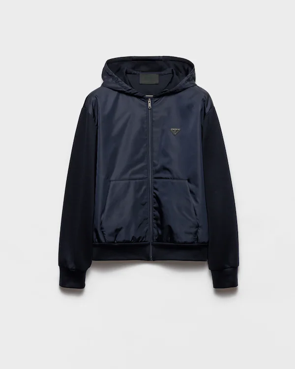 Technische Hoodie aus Baumwolle und Re-Nylon