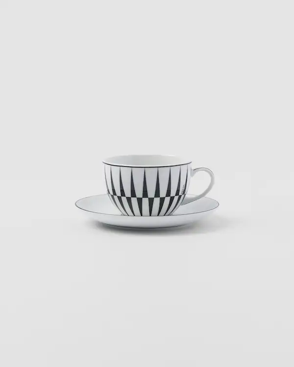 Set aus zwei Porzellan-Cappuccinotassen - Streifen