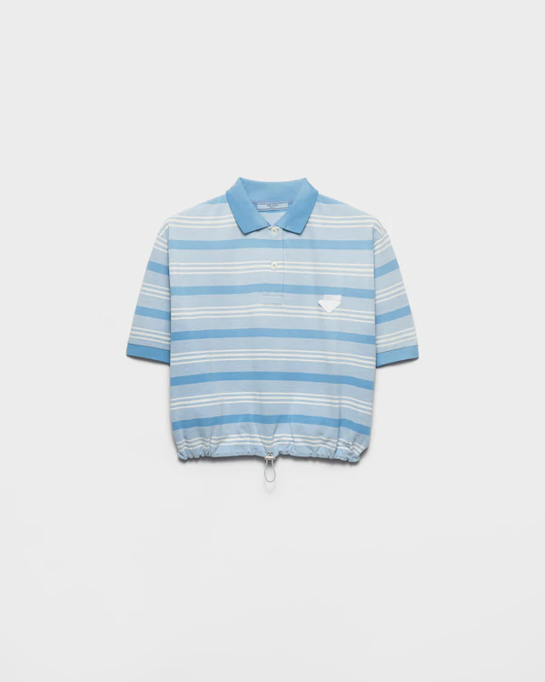 Gestreifter Print-Piqué-Poloshirt