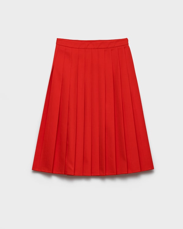 Falten-Gabardine-Midi-Rock