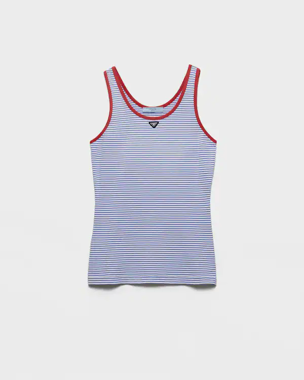 Gestreifter Baumwoll-Jersey-Top