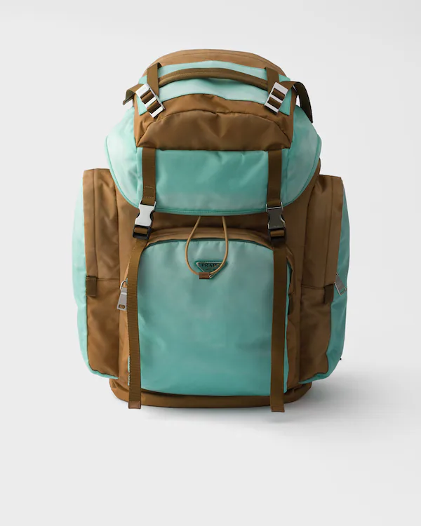 Große Re-Nylon- und Saffiano-Leder-Rucksack