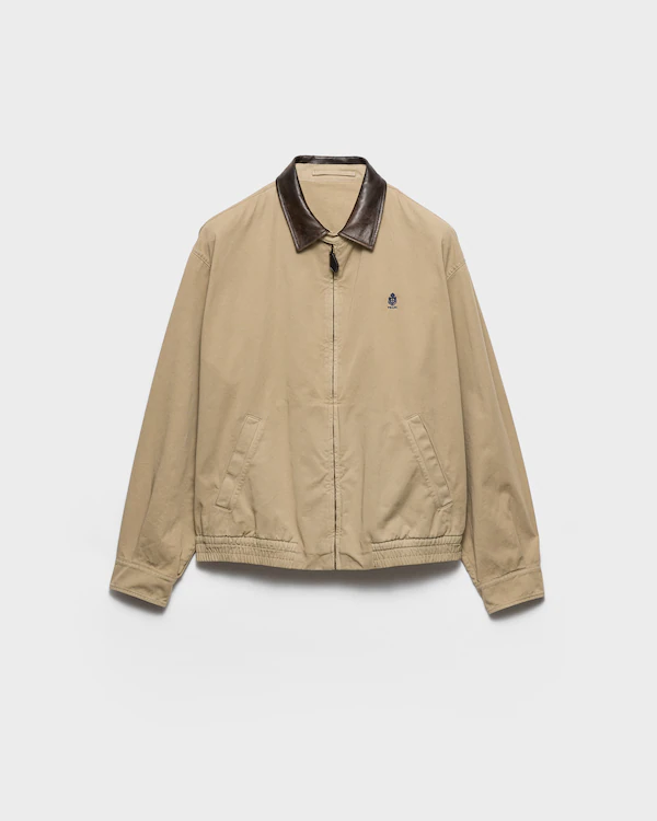 Baumwolljacke mit Lederdetails