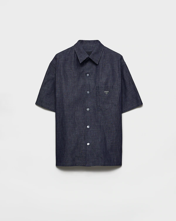 Kurzarm-Chambray-Denimhemd