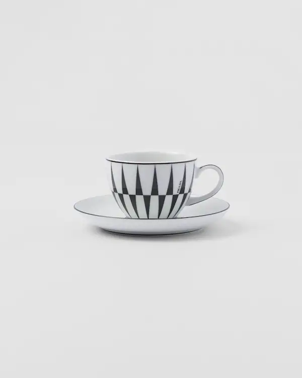 Set aus vier Porzellan-Espressotassen - Streifen