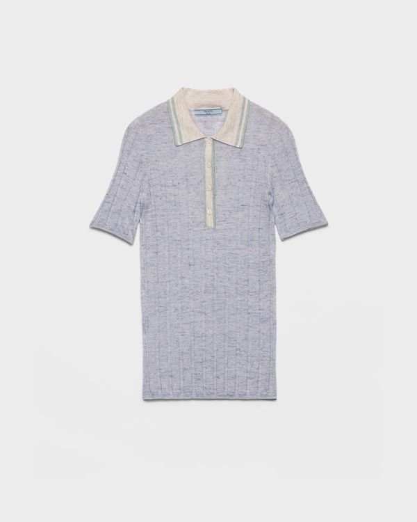Polo-Pullover aus Kaschmir, Seide und Leinen