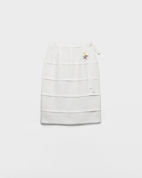 Bestickter Slub-Linen-Rock