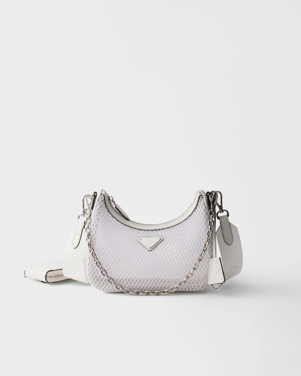 Prada Re-Edition 2005 Mesh- und gebürstetes Leder-Handtasche