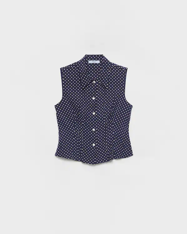 Ärmelloses Polka-Dot-Marken-Seidenhemd