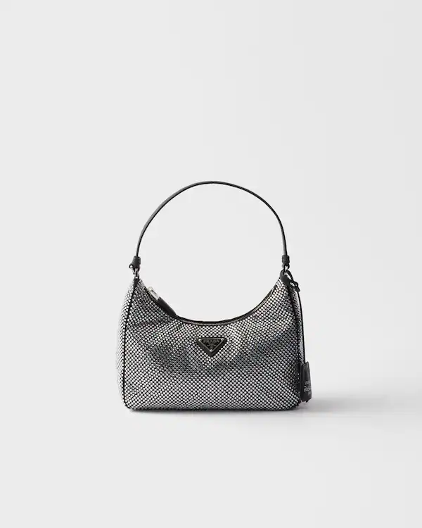 Prada Re-Edition 2005 Mini-Handtasche aus Satin mit Kristallbesatz