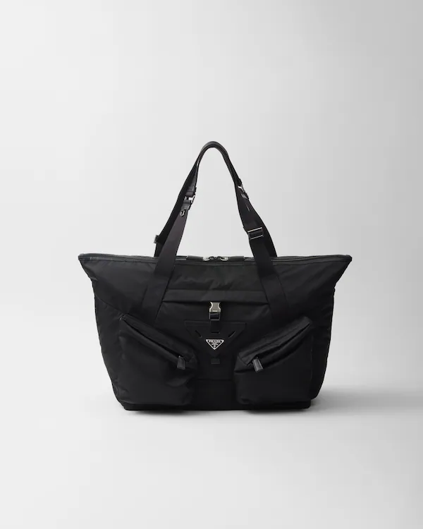 Re-Nylon- und Lederreisetasche