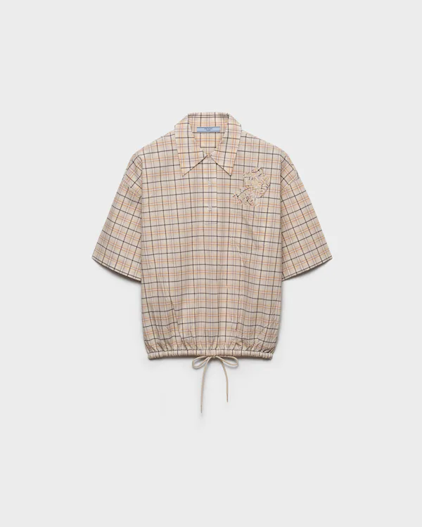 Besticktes kariertes Popeline-Top