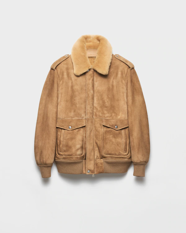 Bomberjacke aus Wildleder und Schaffell