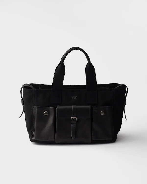 Prada Route große Tasche aus Canvas und Leder