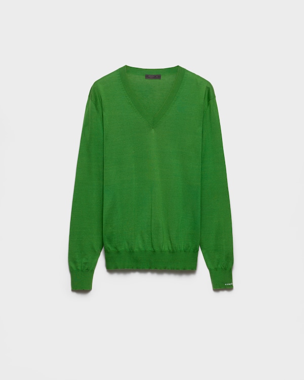 Baumwoll-V-Ausschnitt-Pullover