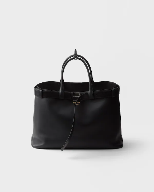 Prada Leder-Handtasche mit Gürtel und Schnalle