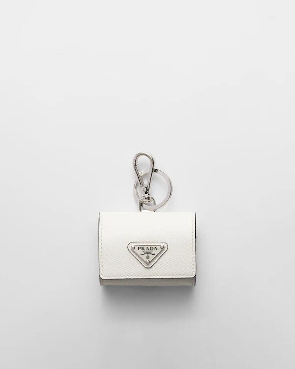 Kopfhörertasche aus Saffiano-Leder mit Schlüsselanhänger