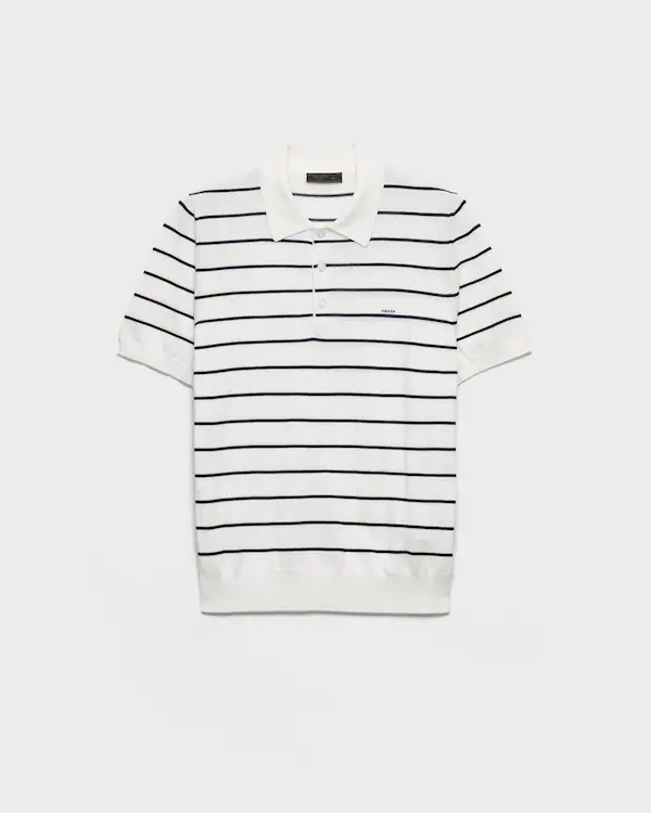 Kurzarm-Poloshirt aus Baumwolle mit Streifenmuster
