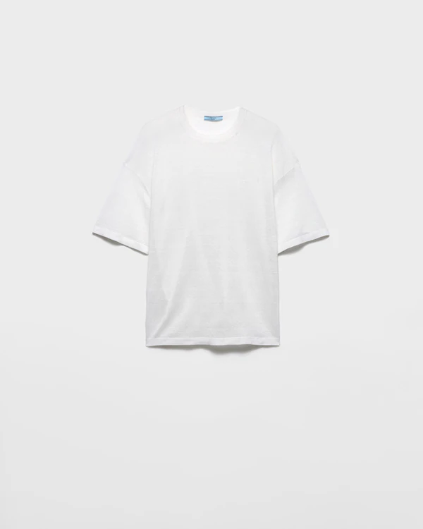 Linen-T-Shirt mit kurzen Ärmeln