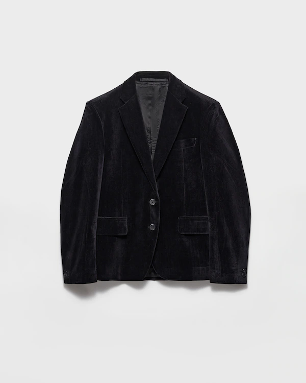 Einreißiger Samt-Jacke