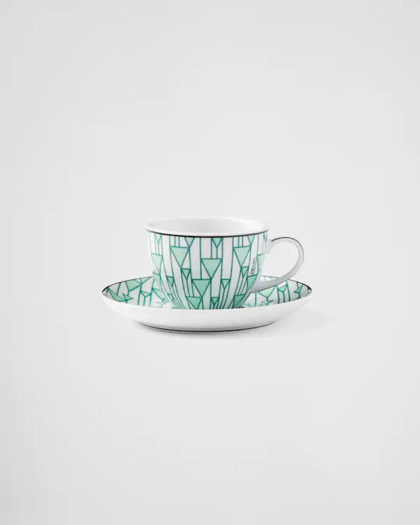 Set aus vier Porzellan-Espressotassen - Wien Grün