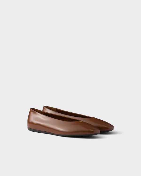 Gebürstete Leder-Ballerinas