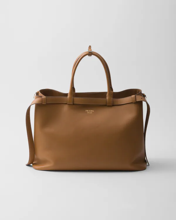 Prada Lederhandtasche mit Doppelgurt und Schnalle