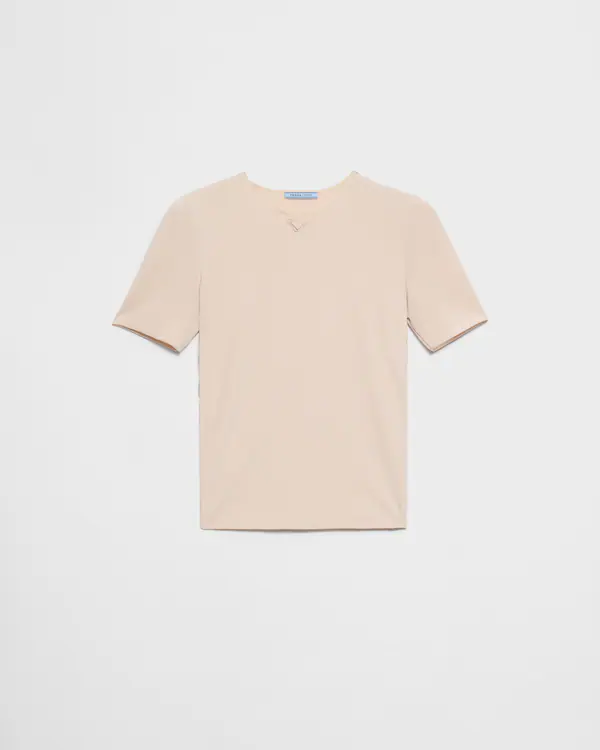 T-Shirt aus dehnbarem Stoff mit kurzen Ärmeln