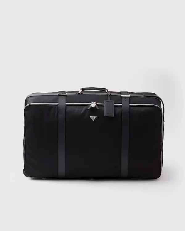 Medium Koffer aus Re-Nylon und Saffiano-Leder