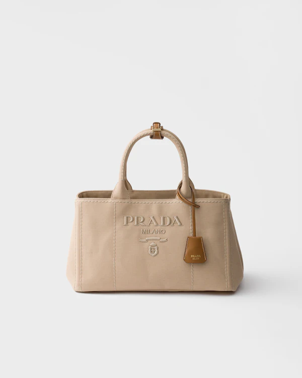 Prada Jardinière große Baumwollsegeltuch-Handtasche