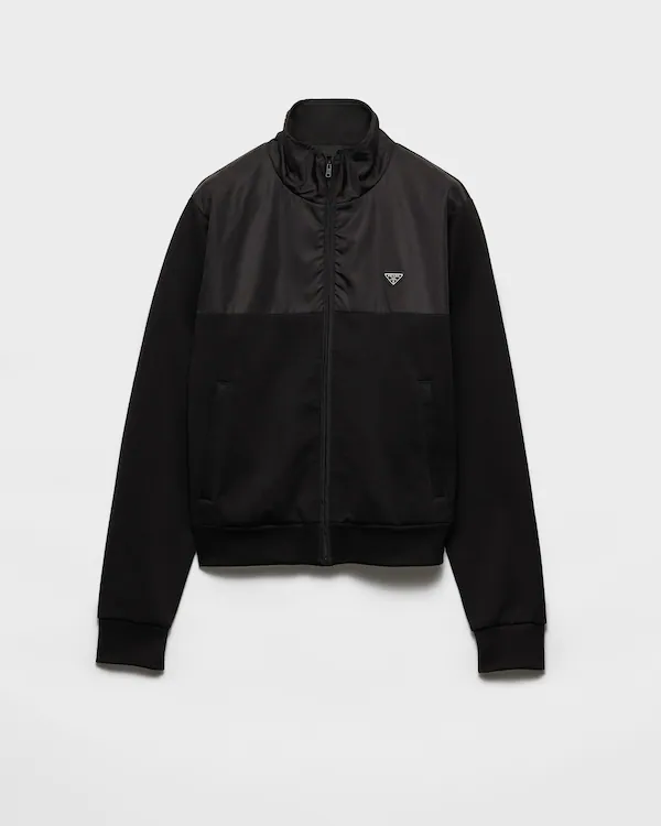 Baumwoll-Fleece-Reißverschluss-Jacke mit Re-Nylon-Details