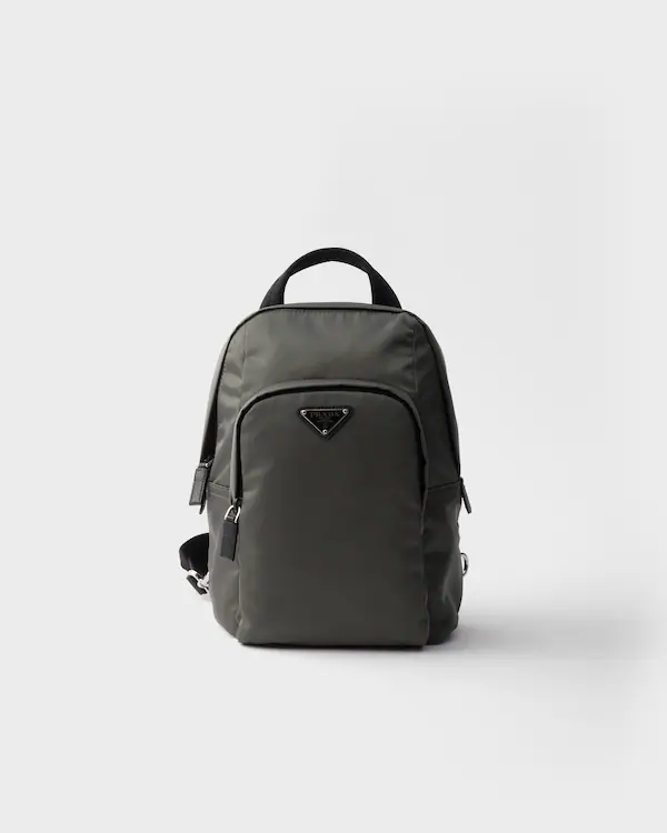 Rucksack aus Re-Nylon und Saffiano-Leder